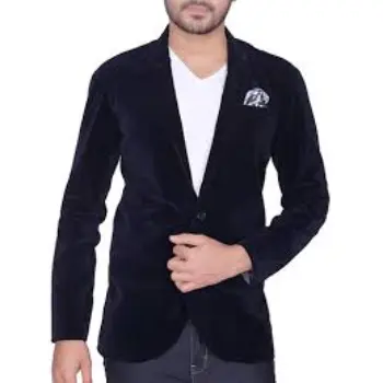 Navy Blue Velvet Casual Blazer from Blazers for Men